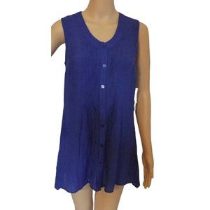 FYLO Tank Small Royal Sapphire Blue Sleeveless Tunic Top shirt asymmetrical hem